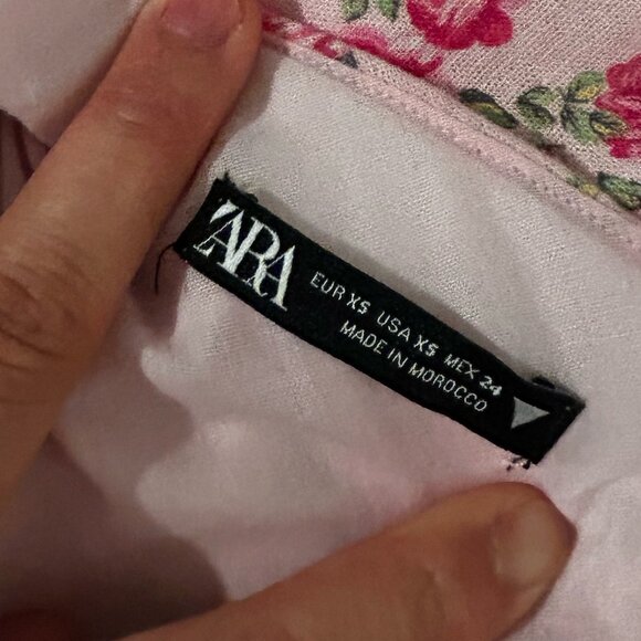 ZARA Floral Lace Up Cutout Strappy Linen Blend Mini Dress | XS - Picture 7 of 9